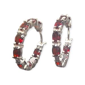 Garnet Inside Out Hoop Earrings